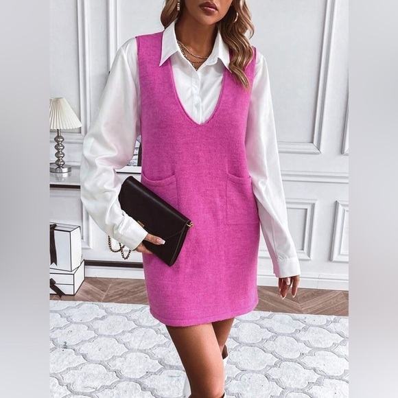 None Dresses & Skirts - Elegant Pink Sleeveless Dress Small